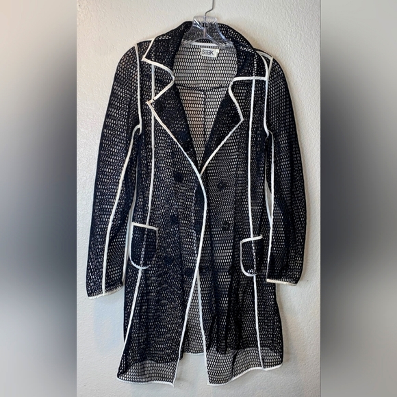 SEEK THE LABEL MESH NET MIDI DOUBLE BRESTED BLAZER IN BLACK - Picture 6 of 12